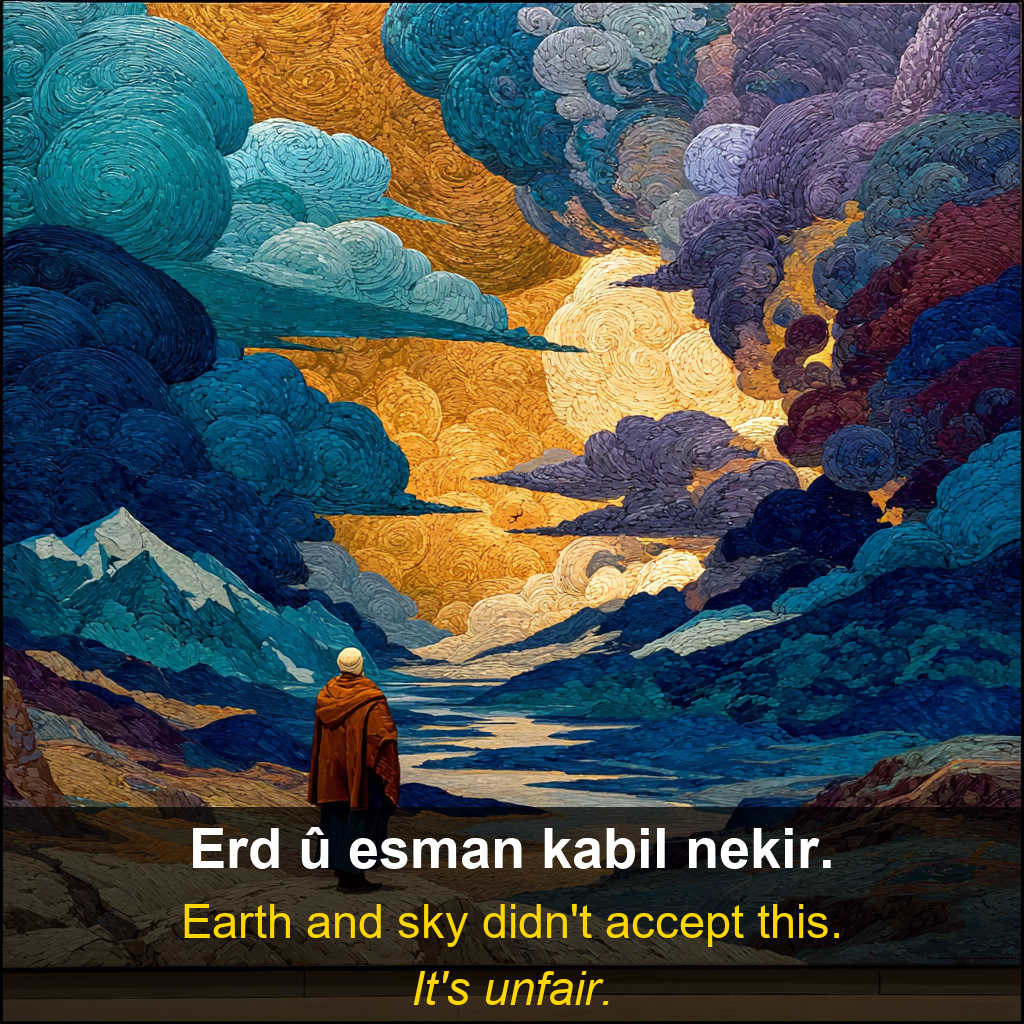Afrini proverb card — Erd û esma…