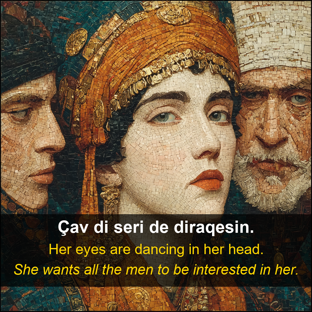 Afrini proverb card — Çav di ser…