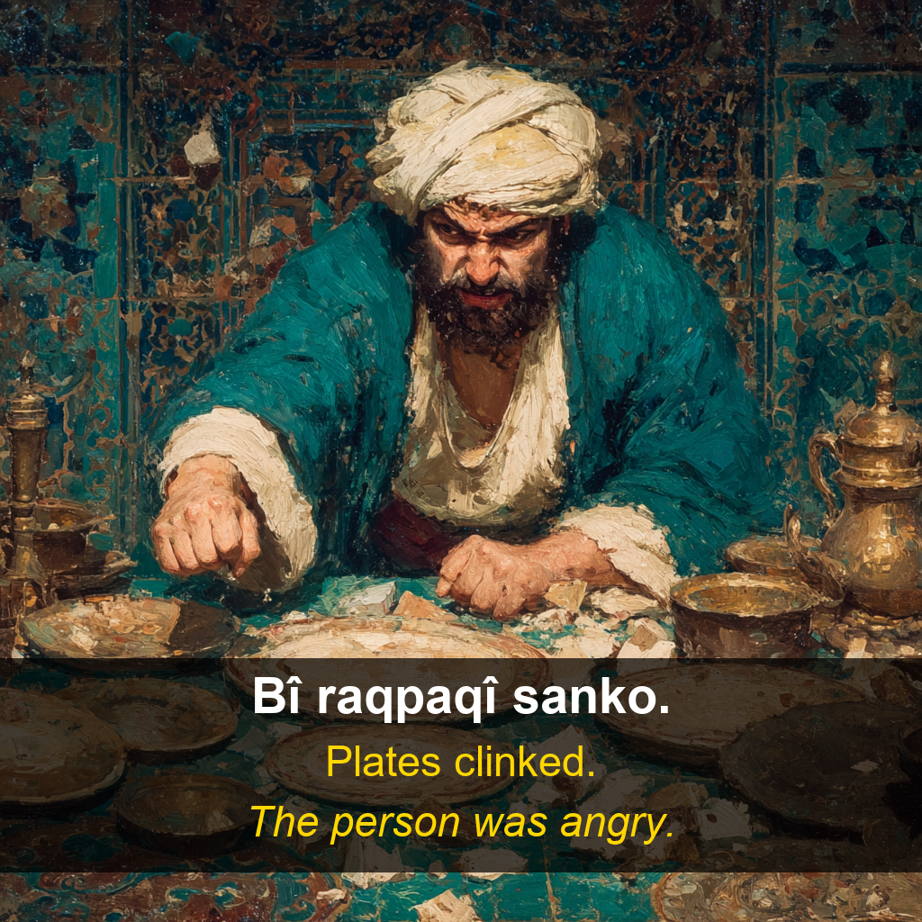 Afrini proverb card — Bî raqpaqî…
