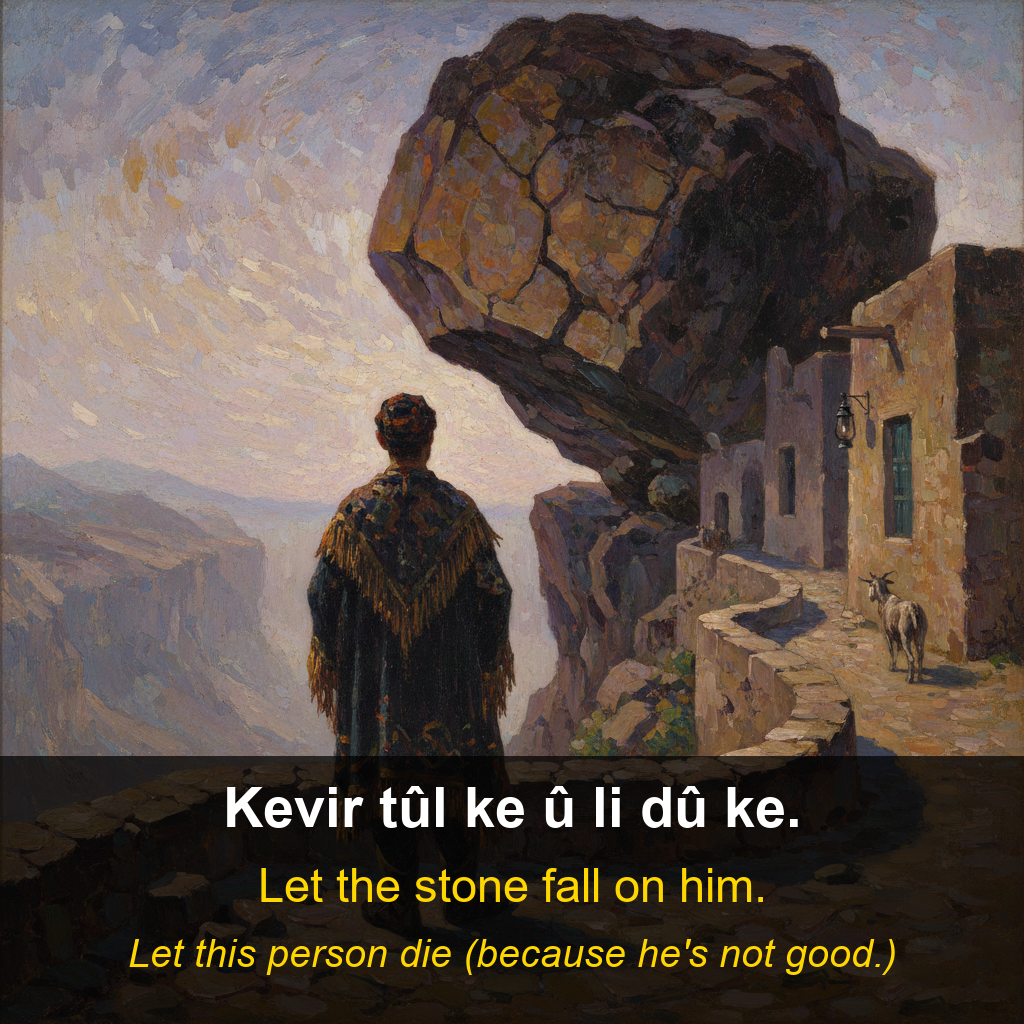 Afrini proverb card — Kevir tûl…